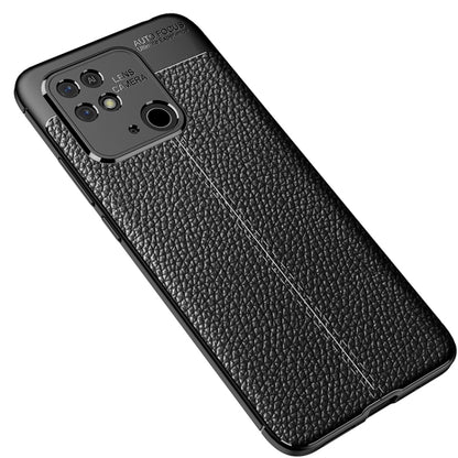 Black litchi-texture TPU case with camera and flash openings, slim profile