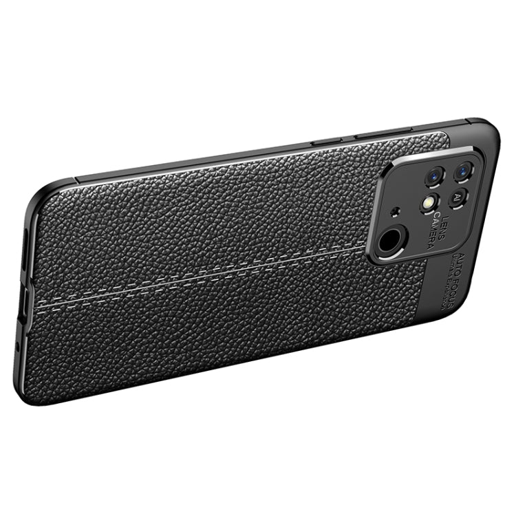 Black litchi-texture TPU case back with camera module opening and side grip