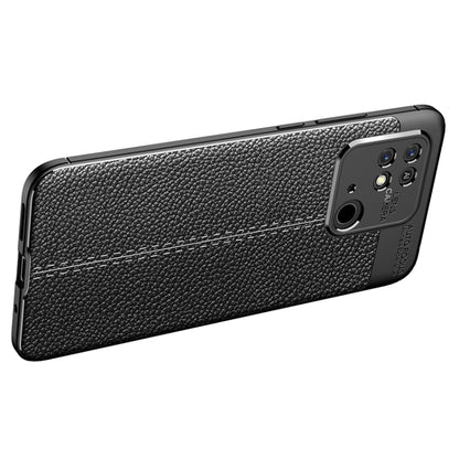 Black litchi-texture TPU case back with camera module opening and side grip
