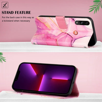 Pink marble flip phone case with built-in stand, folio cover, magnetic closure
