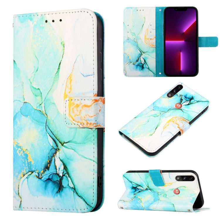 Blue marble flip leather phone case with folio wallet, card slots, magnetic closure