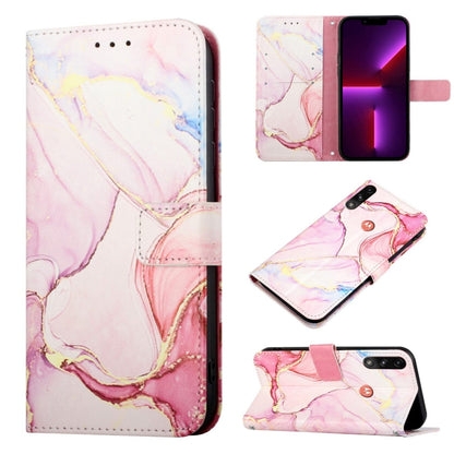 Pastel pink marble flip phone case with folio cover and magnetic clasp