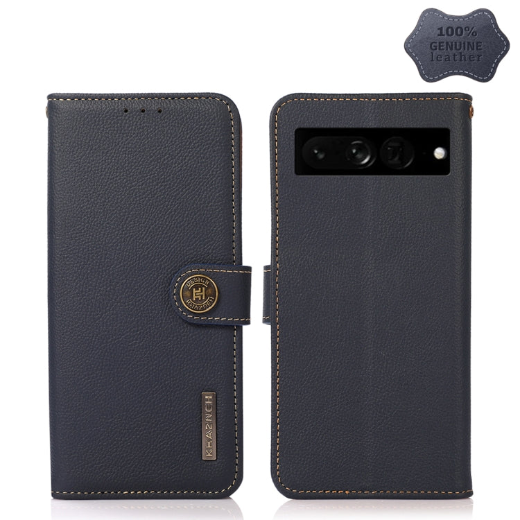 KHAZNEH leather RFID phone case in black, front/back dual view with camera window.