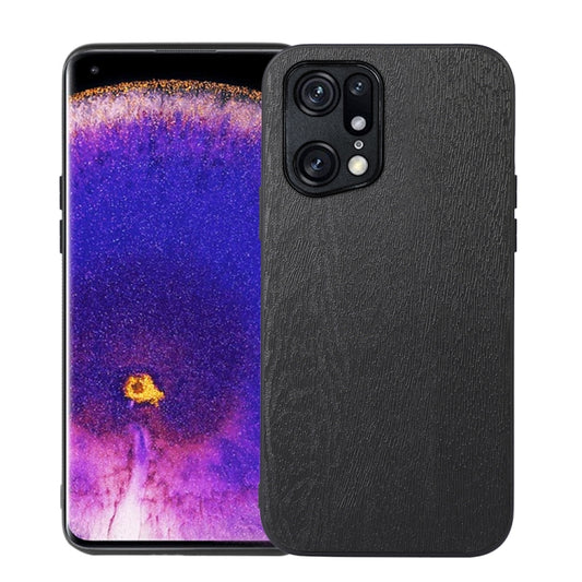 Black wood-texture PU phone case with raised camera rings and side cutouts