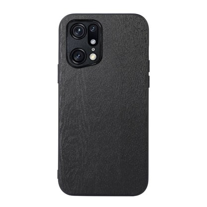Black wood-texture PU phone case with textured finish and camera and flash openings