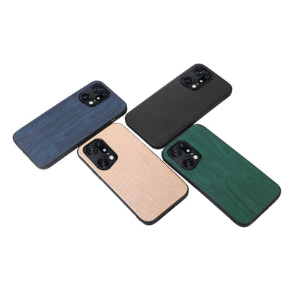 Wood-texture PU phone case set in blue, black, beige, and green with camera cutouts
