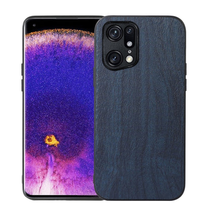 Blue wood-texture PU phone case with textured finish and raised camera rings