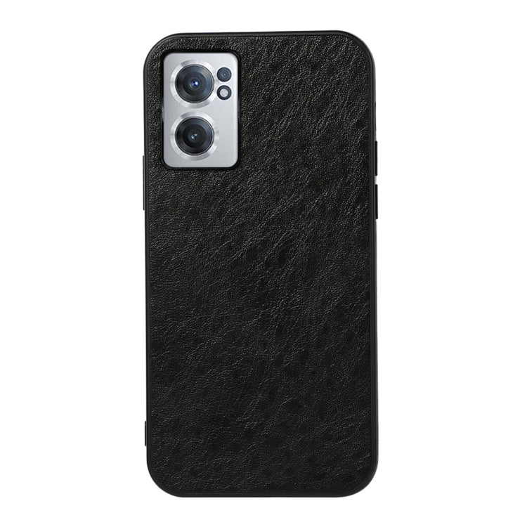 Shockproof phone case for OnePlus Nord CE 2 5G, black textured leather-style back