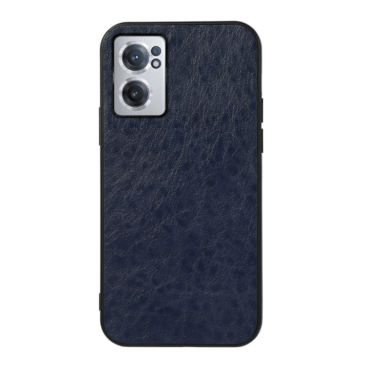 Shockproof phone case for OnePlus Nord CE 2 5G, navy textured leather-style back