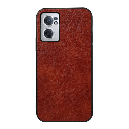 Shockproof phone case for OnePlus Nord CE 2 5G, brown textured leather-style back