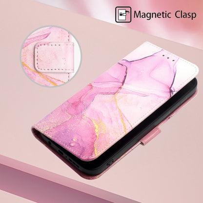Pink marble flip wallet phone case with magnetic clasp and stitched card holder flap