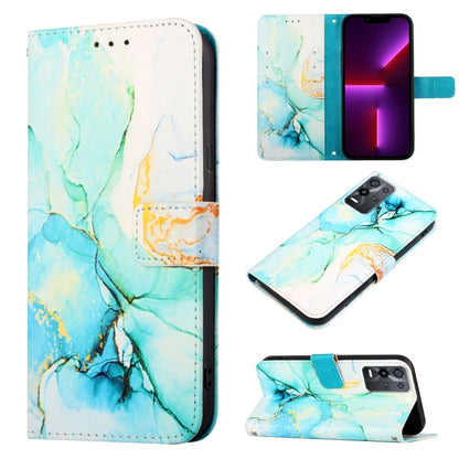 Marble pattern flip leather phone case, light blue marble print, front flip cover