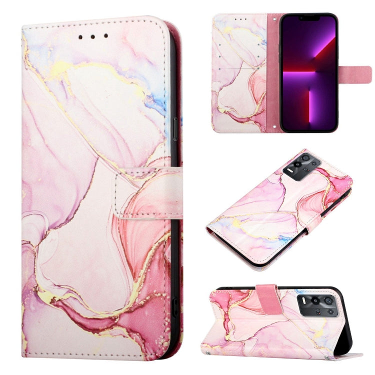 Marble pattern flip leather phone case, pink and rose marble print, front flip cover