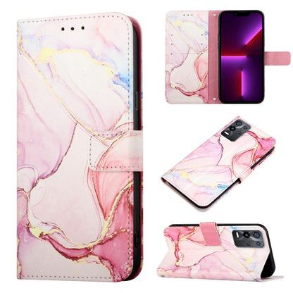 Marble pattern flip leather phone case, pink and rose marble print, front flip cover