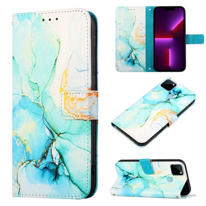 Marble pattern flip leather phone case, light blue and white marble design with flip cover