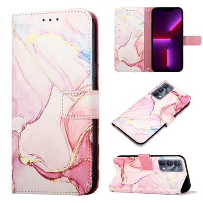 Marble pattern flip leather phone case, rose pink and white marble design with flip cover
