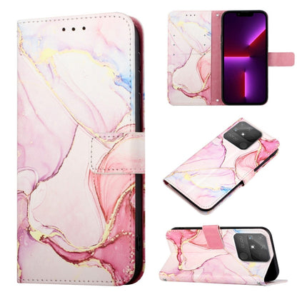 Marble pattern flip leather phone case, pink and gold marbling with card pocket, camera cutout
