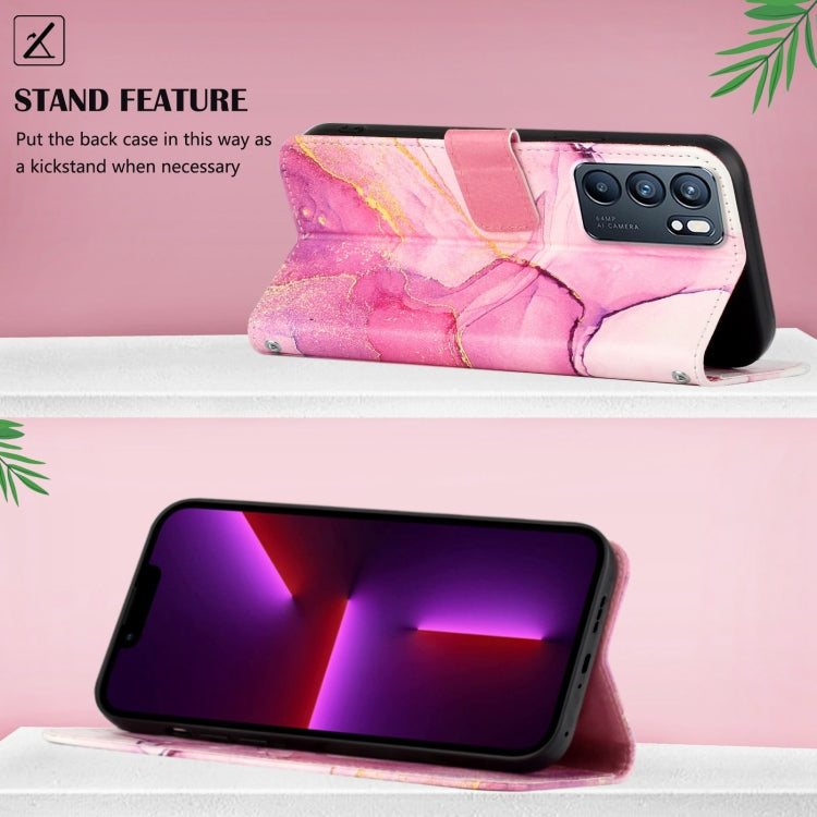 Marble-pattern flip leather phone case with kickstand for hands-free viewing.