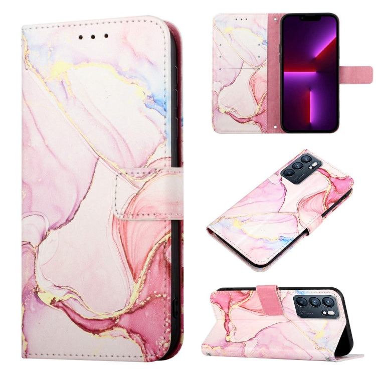 Marble-pattern flip leather phone case with magenta marble design and card holder.
