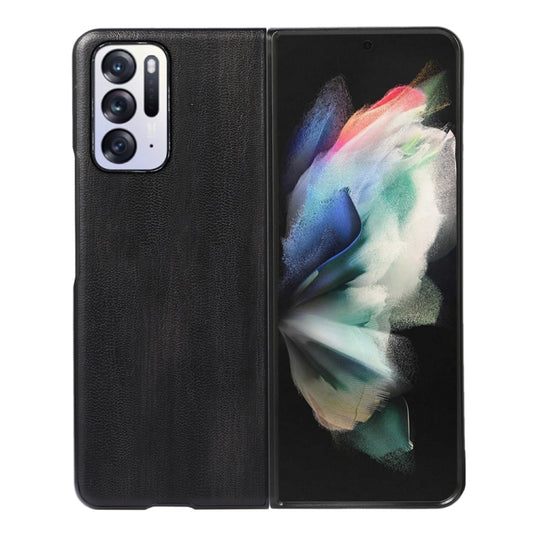 Textured PU phone case with camera cutouts, black for OPPO Find N