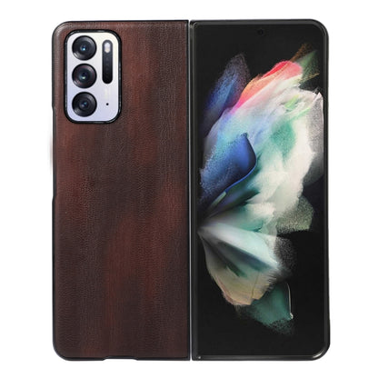 Textured PU phone case with camera cutouts, brown for OPPO Find N
