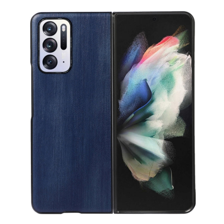 Textured PU phone case with camera cutouts, blue for OPPO Find N