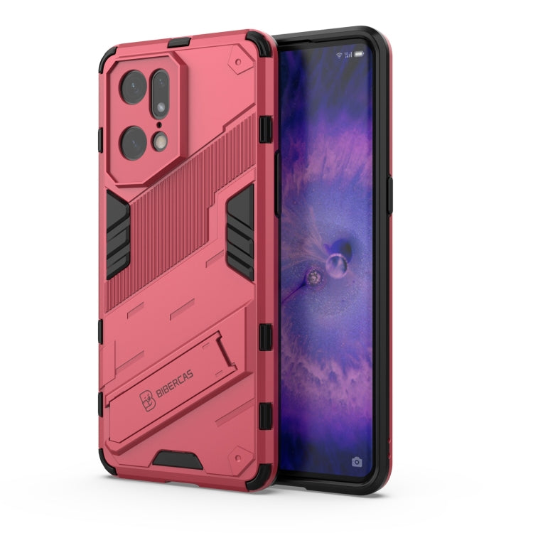 Rugged TPU shockproof phone case with invisible holder, light red