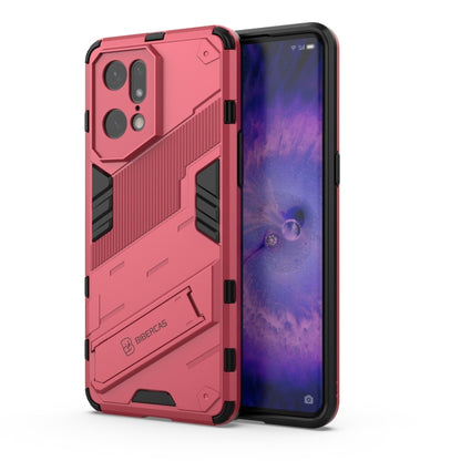 Rugged TPU shockproof phone case with invisible holder, light red