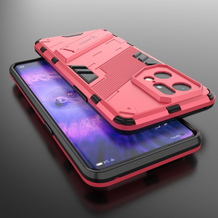 Rugged TPU shockproof phone case with invisible holder, light red—phone with built-in holder