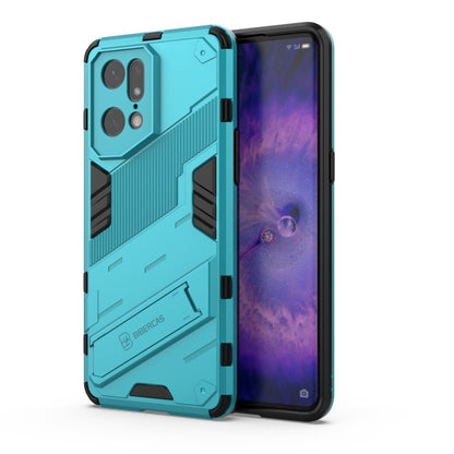 Rugged TPU shockproof phone case with invisible holder, light blue
