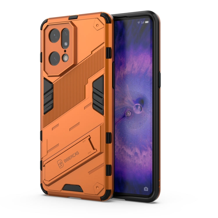 Rugged TPU shockproof phone case with invisible holder, orange