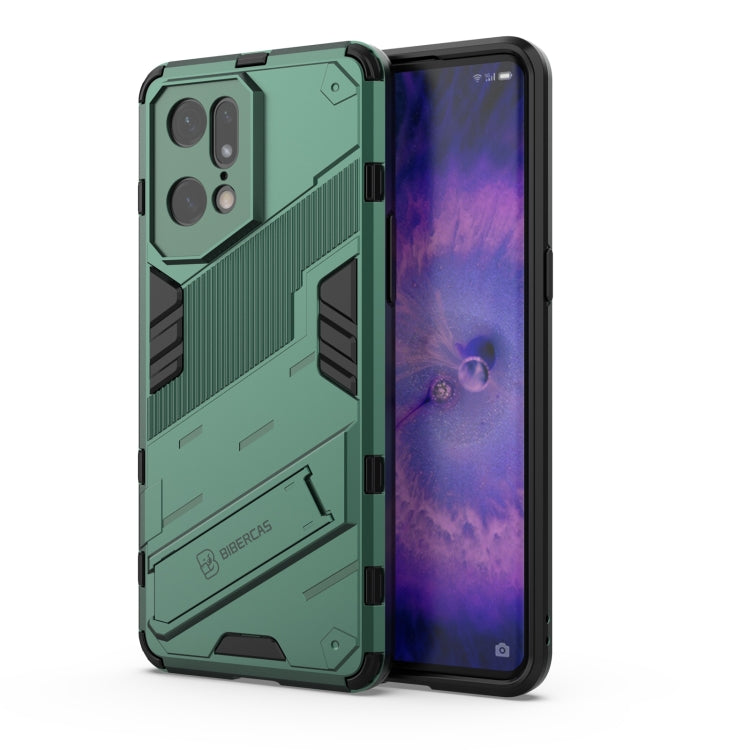 Rugged TPU shockproof phone case with invisible holder, green