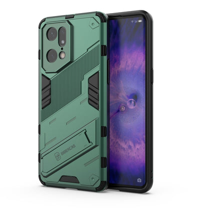 Rugged TPU shockproof phone case with invisible holder, green