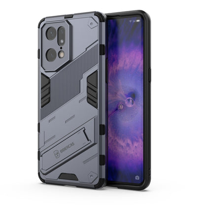 Shockproof armored phone case with invisible holder, dark gray with black accents