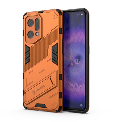 Shockproof armored phone case with invisible holder, orange with black protective frame