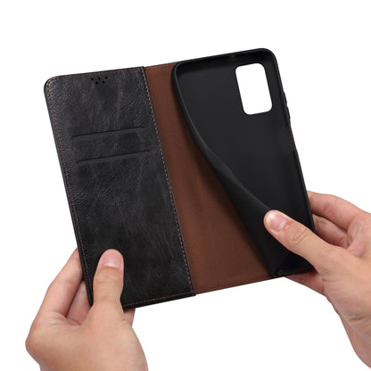 Black leather-look wallet phone case with hidden slots and detachable back cover.