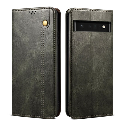Dark olive oil-wax leather phone case with card slot and magnetic snap, textured finish