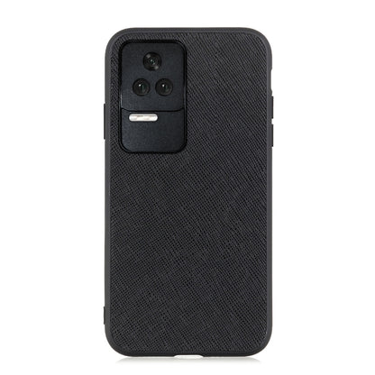 Black genuine leather phone case back, cross-texture, camera bump and flash cutout