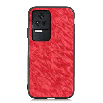 Red genuine leather phone case back, cross-texture, camera and flash cutouts