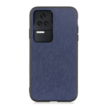 Blue genuine leather phone case back, cross-texture, camera opening and speaker slot