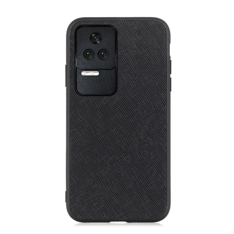 Black genuine leather phone case back, cross-texture, camera opening and speaker slot