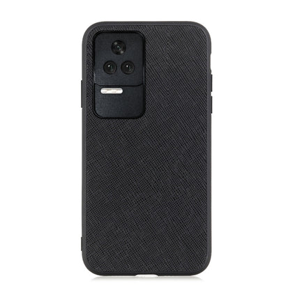 Black genuine leather phone case back, cross-texture, camera opening and speaker slot