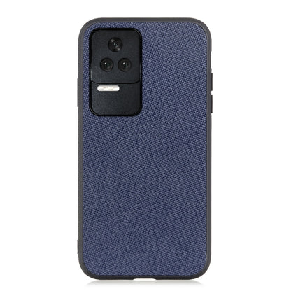 Blue textured genuine leather phone case with camera cutout and side buttons