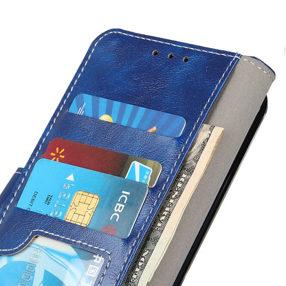 Blue textured leather flip case interior with card holder slots