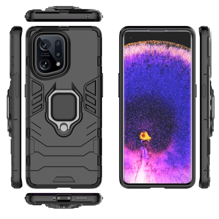 Dark phone case set with magnetic ring holder, protective side rails, and camera cutouts
