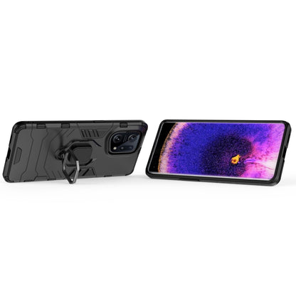 Rugged phone case with magnetic ring holder, shown front and back views