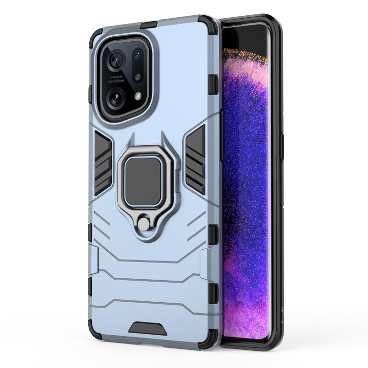 Light blue rugged phone case with magnetic ring holder and camera cutouts
