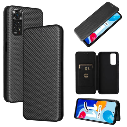 Magnetic phone case with carbon fiber texture, charcoal black finish