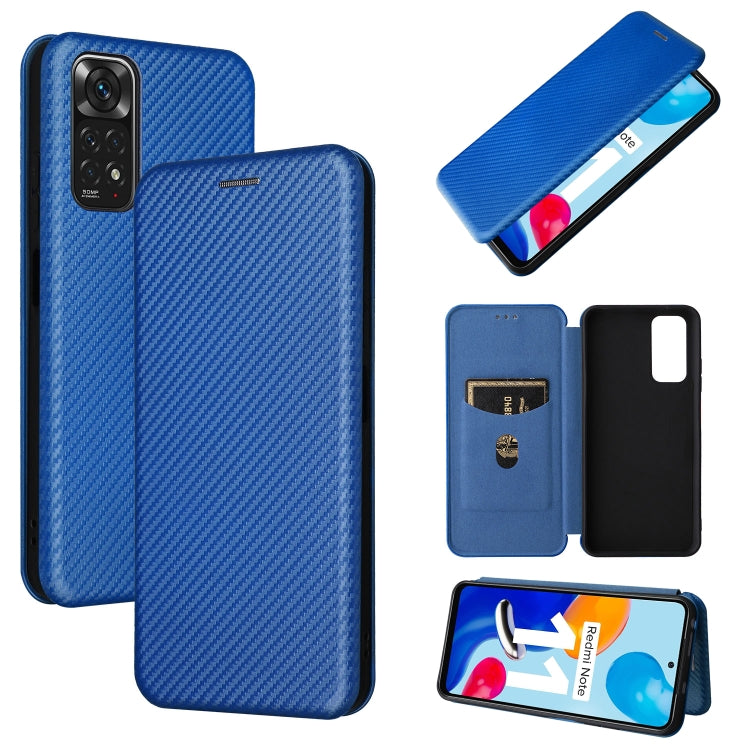Magnetic phone case with carbon fiber texture, royal blue finish