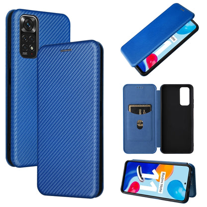 Magnetic phone case with carbon fiber texture, royal blue finish